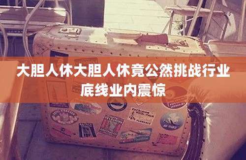 大胆人休大胆人休竟公然挑战行业底线业内震惊