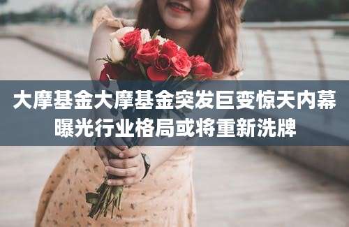 大摩基金大摩基金突发巨变惊天内幕曝光行业格局或将重新洗牌