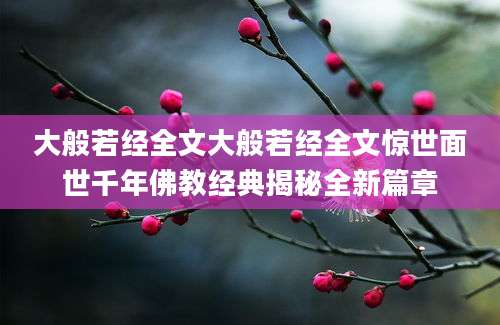 大般若经全文大般若经全文惊世面世千年佛教经典揭秘全新篇章