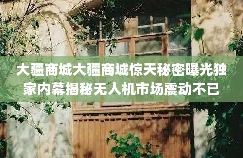 大疆商城大疆商城惊天秘密曝光独家内幕揭秘无人机市场震动不已