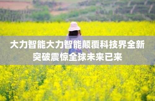 大力智能大力智能颠覆科技界全新突破震惊全球未来已来