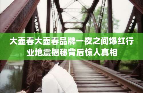 大壶春大壶春品牌一夜之间爆红行业地震揭秘背后惊人真相