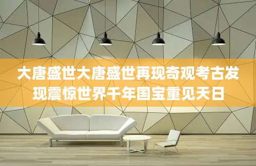 大唐盛世大唐盛世再现奇观考古发现震惊世界千年国宝重见天日