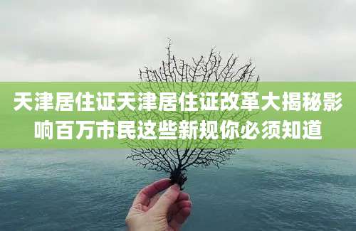 天津居住证天津居住证改革大揭秘影响百万市民这些新规你必须知道