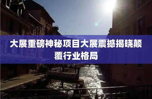 大展重磅神秘项目大展震撼揭晓颠覆行业格局