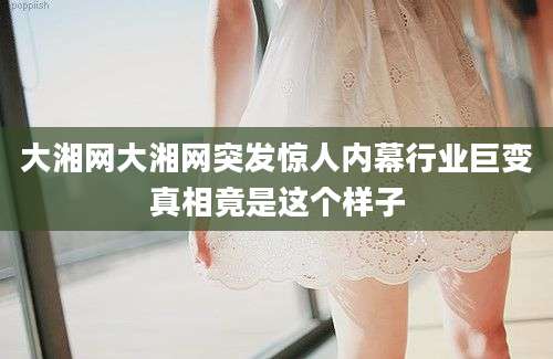 大湘网大湘网突发惊人内幕行业巨变真相竟是这个样子