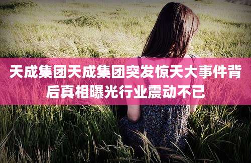 天成集团天成集团突发惊天大事件背后真相曝光行业震动不已