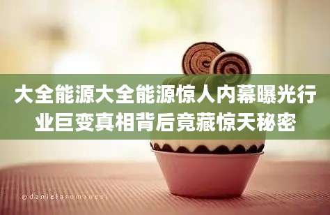 大全能源大全能源惊人内幕曝光行业巨变真相背后竟藏惊天秘密
