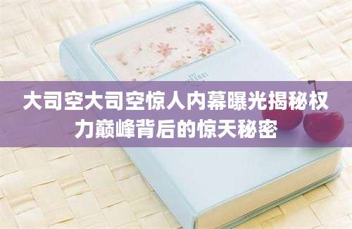大司空大司空惊人内幕曝光揭秘权力巅峰背后的惊天秘密