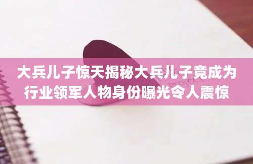大兵儿子惊天揭秘大兵儿子竟成为行业领军人物身份曝光令人震惊
