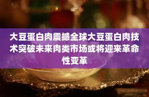 大豆蛋白肉震撼全球大豆蛋白肉技术突破未来肉类市场或将迎来革命性变革