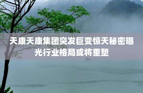 天康天康集团突发巨变惊天秘密曝光行业格局或将重塑