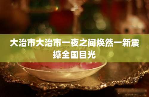 大治市大治市一夜之间焕然一新震撼全国目光