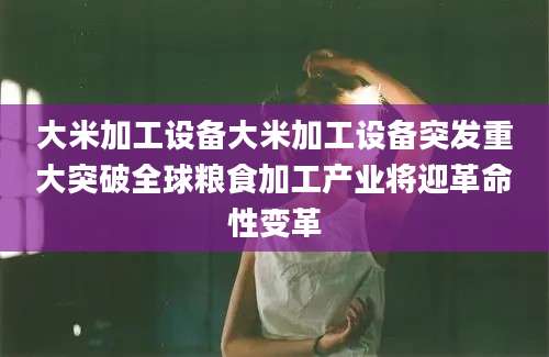 大米加工设备大米加工设备突发重大突破全球粮食加工产业将迎革命性变革