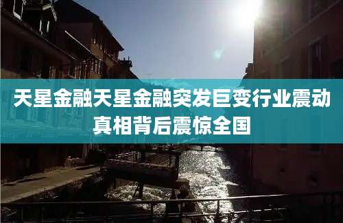 天星金融天星金融突发巨变行业震动真相背后震惊全国