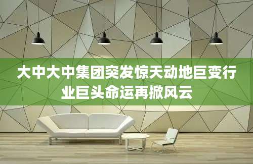 大中大中集团突发惊天动地巨变行业巨头命运再掀风云