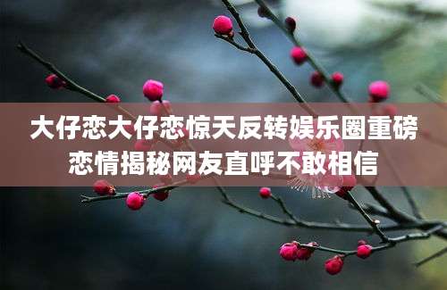 大仔恋大仔恋惊天反转娱乐圈重磅恋情揭秘网友直呼不敢相信