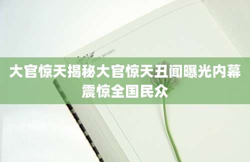 大官惊天揭秘大官惊天丑闻曝光内幕震惊全国民众