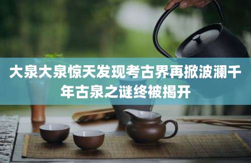 大泉大泉惊天发现考古界再掀波澜千年古泉之谜终被揭开