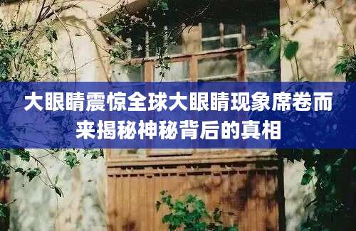 大眼睛震惊全球大眼睛现象席卷而来揭秘神秘背后的真相
