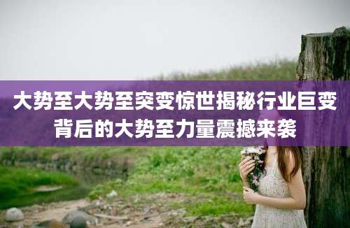 大势至大势至突变惊世揭秘行业巨变背后的大势至力量震撼来袭