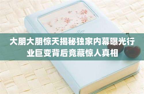 大朋大朋惊天揭秘独家内幕曝光行业巨变背后竟藏惊人真相