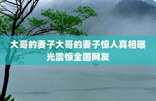 大哥的妻子大哥的妻子惊人真相曝光震惊全国网友