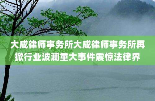 大成律师事务所大成律师事务所再掀行业波澜重大事件震惊法律界