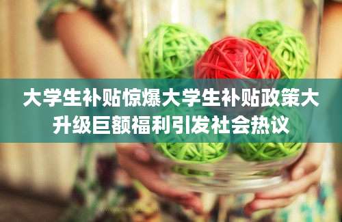 大学生补贴惊爆大学生补贴政策大升级巨额福利引发社会热议