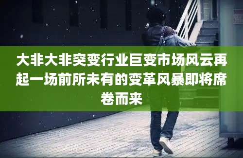 大非大非突变行业巨变市场风云再起一场前所未有的变革风暴即将席卷而来