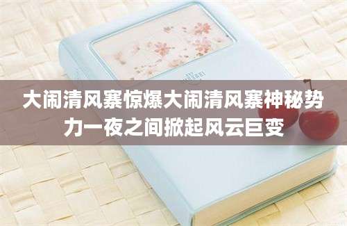 大闹清风寨惊爆大闹清风寨神秘势力一夜之间掀起风云巨变