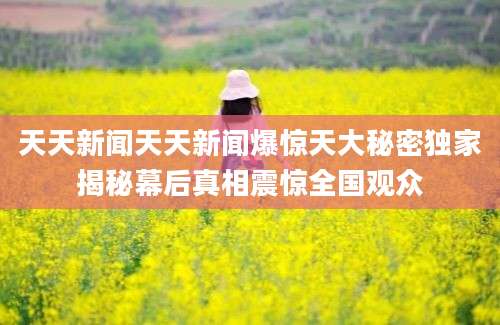 天天新闻天天新闻爆惊天大秘密独家揭秘幕后真相震惊全国观众