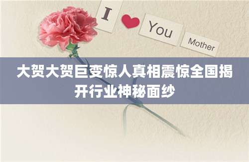 大贺大贺巨变惊人真相震惊全国揭开行业神秘面纱